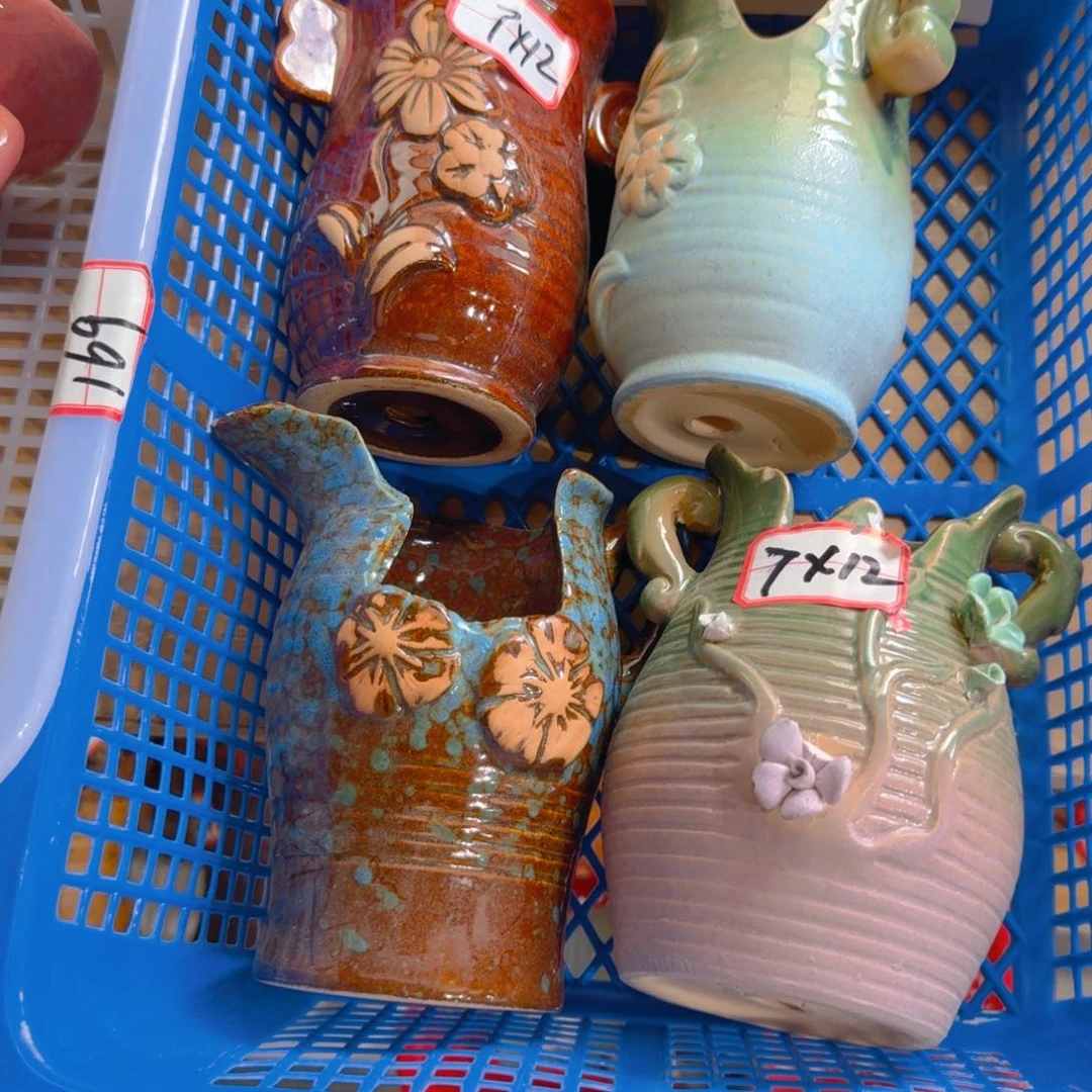 紫砂花盆粗陶精雕
