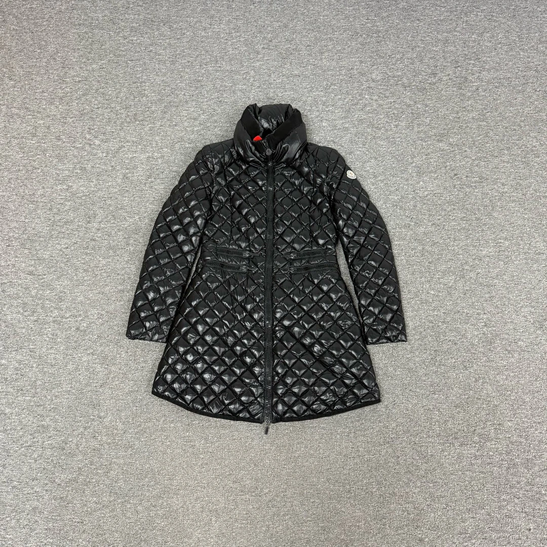 99新 MONCLER 蒙口 黑色 长款 菱格 羽绒服 2码