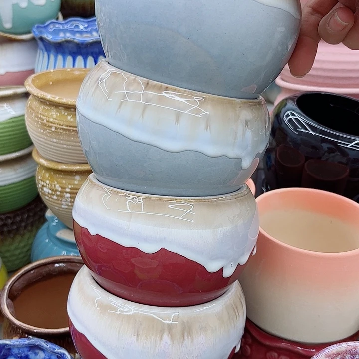 多肉绿植陶瓷花盆9.9包邮，有孔