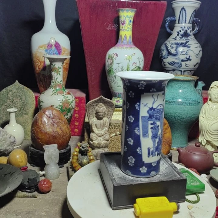 瓷片青花瓷瓶手工制作