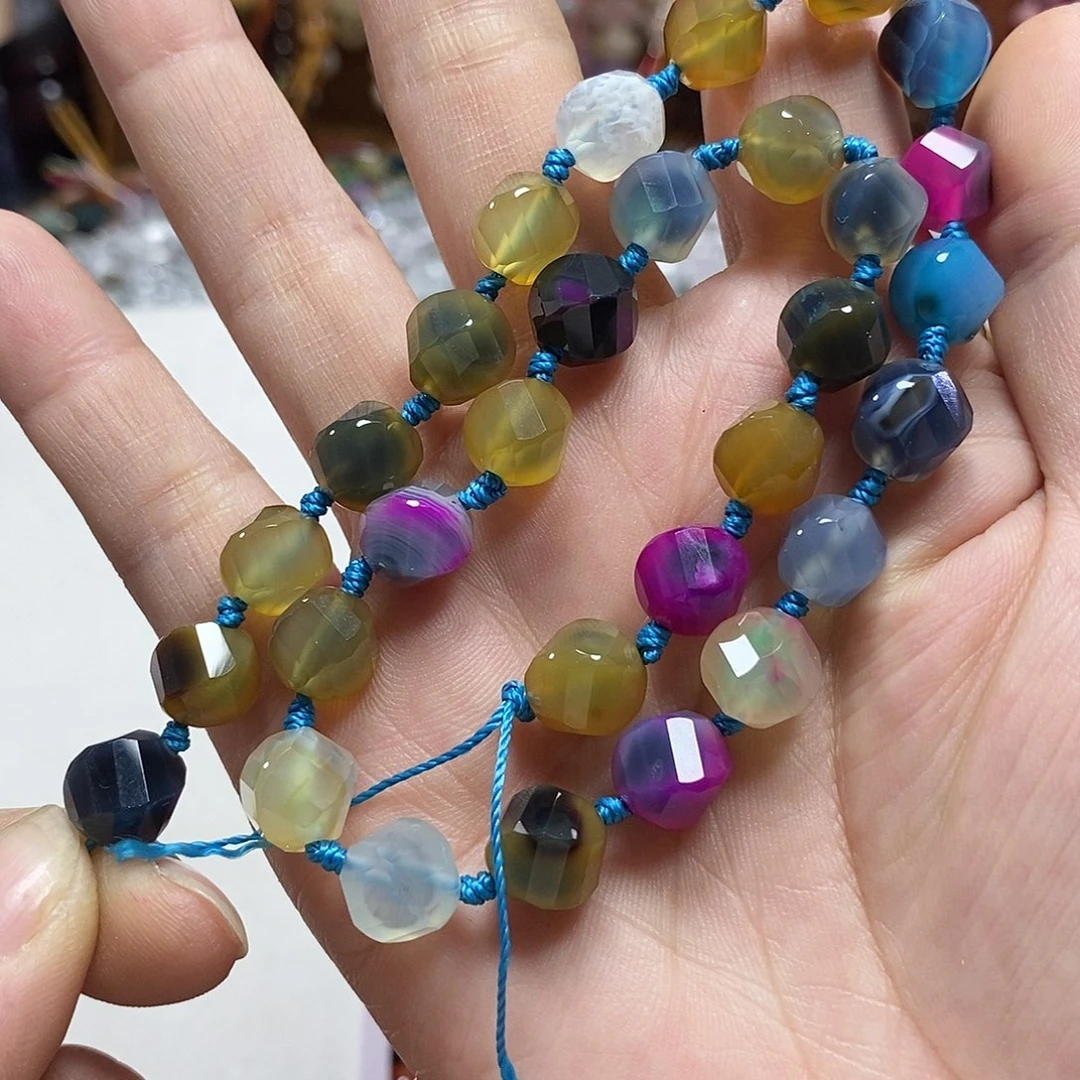 玛瑙/玉髓未镶嵌珠宝半成品糖心玛瑙一条卡10mm