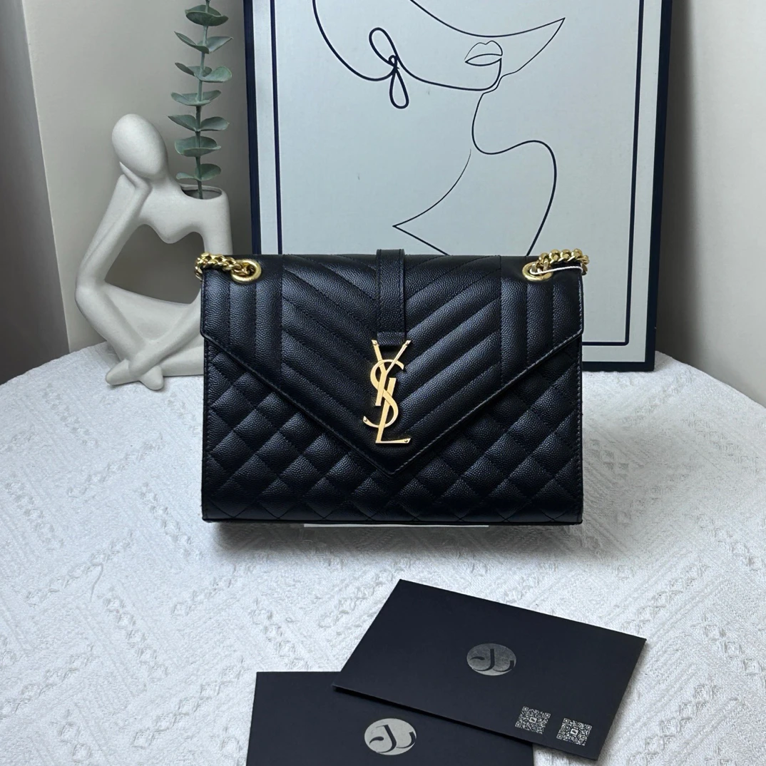 95新 YSL/圣罗兰 enlelope 黑金链条包 20年/JW8620