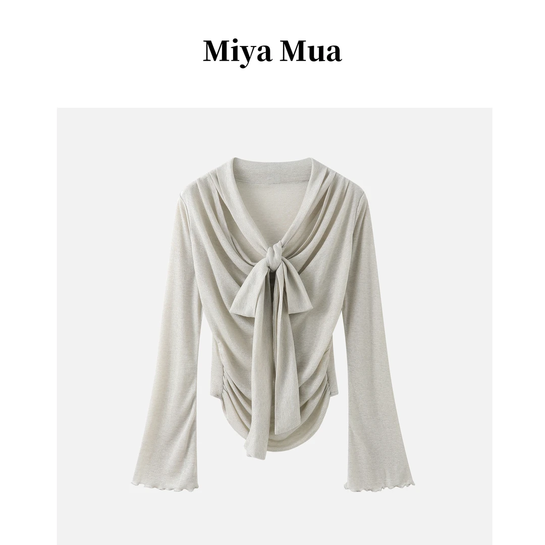 【细闪荡领】超轻盈舒适面料飘带上衣