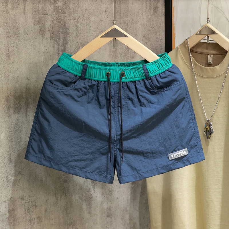夏季新款薄款速干短裤男士2025潮牌休闲三分裤情侣抽绳纯色沙滩裤