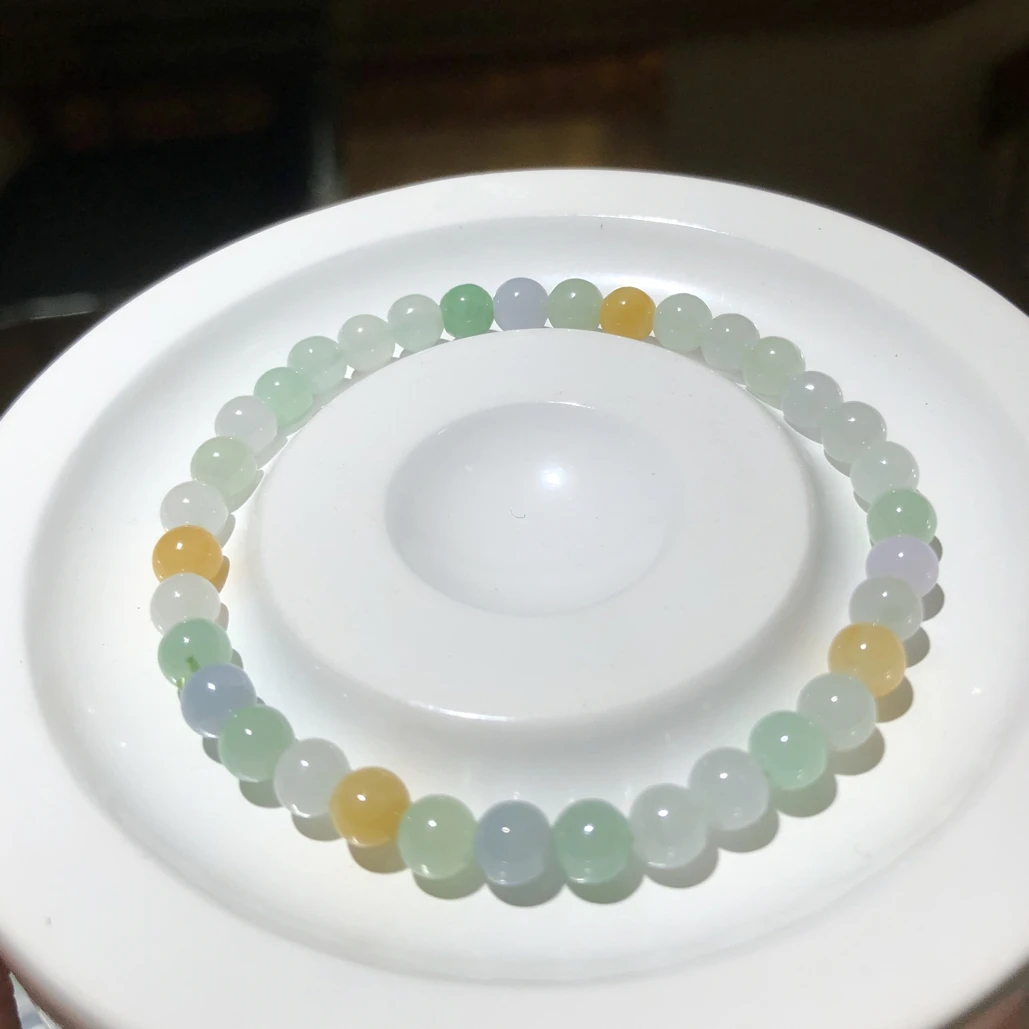 天然A货翡翠多宝小圆珠手串卡5
