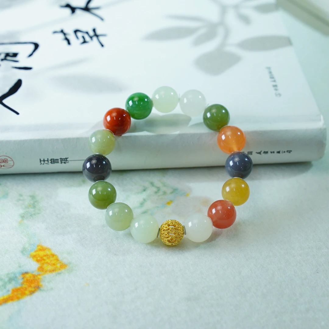 【睿泽&小池】18K和田玉多宝手串 12mm KT0500017