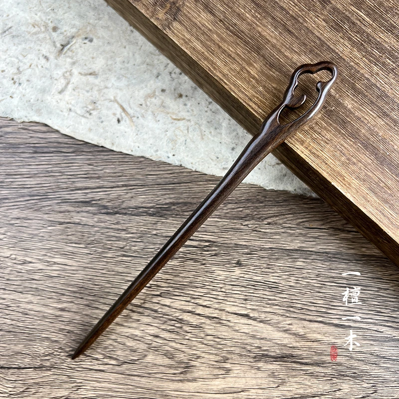 大叶檀山河令丨中式手工木发簪古风汉服旗袍日常盘发簪子简约木簪