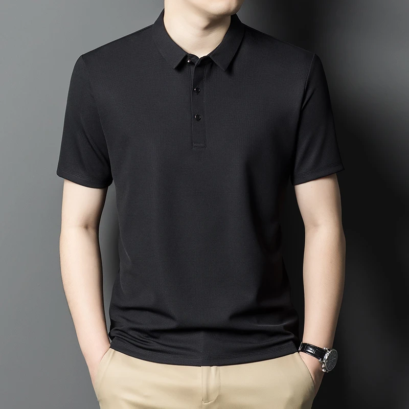 Mexican/稻草人2025高端无痕冰丝POLO衫男士夏季新款薄款商务休闲