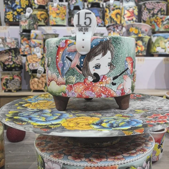 红泥花盆景德镇陶瓷