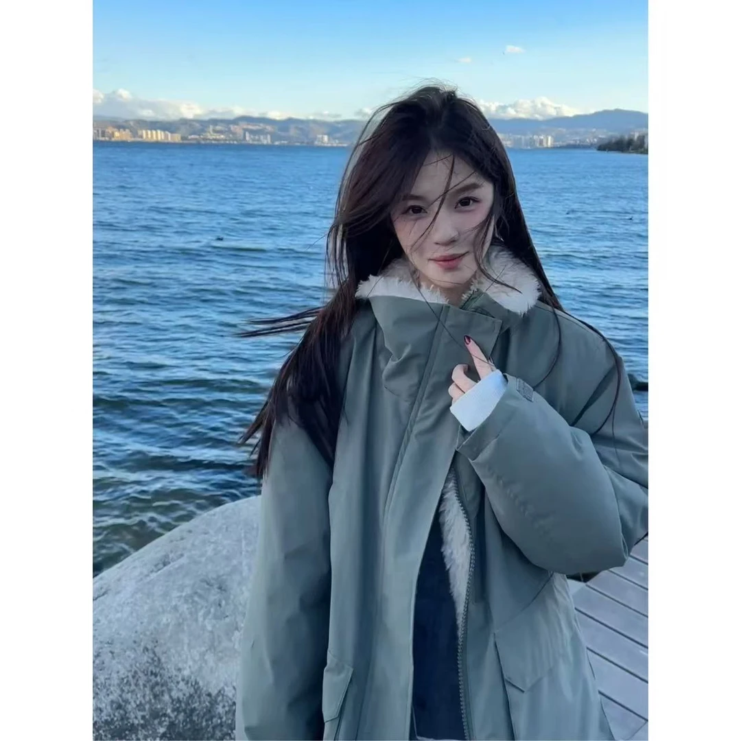 对标yb 高品质版 露思同款加厚内里毛绒拼接派克保暖冲锋衣女外套