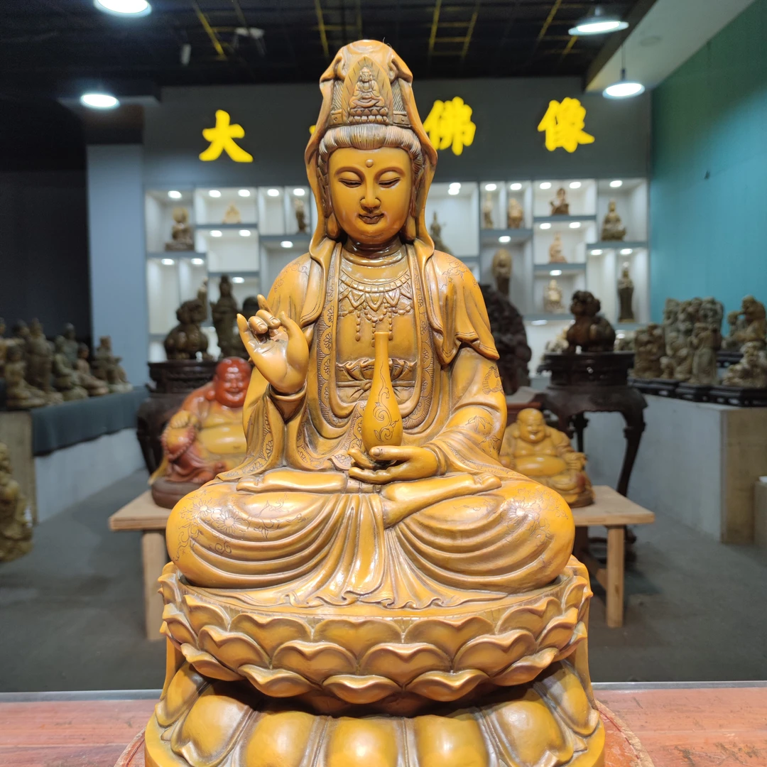 寿山石雕刻观音菩萨手工艺