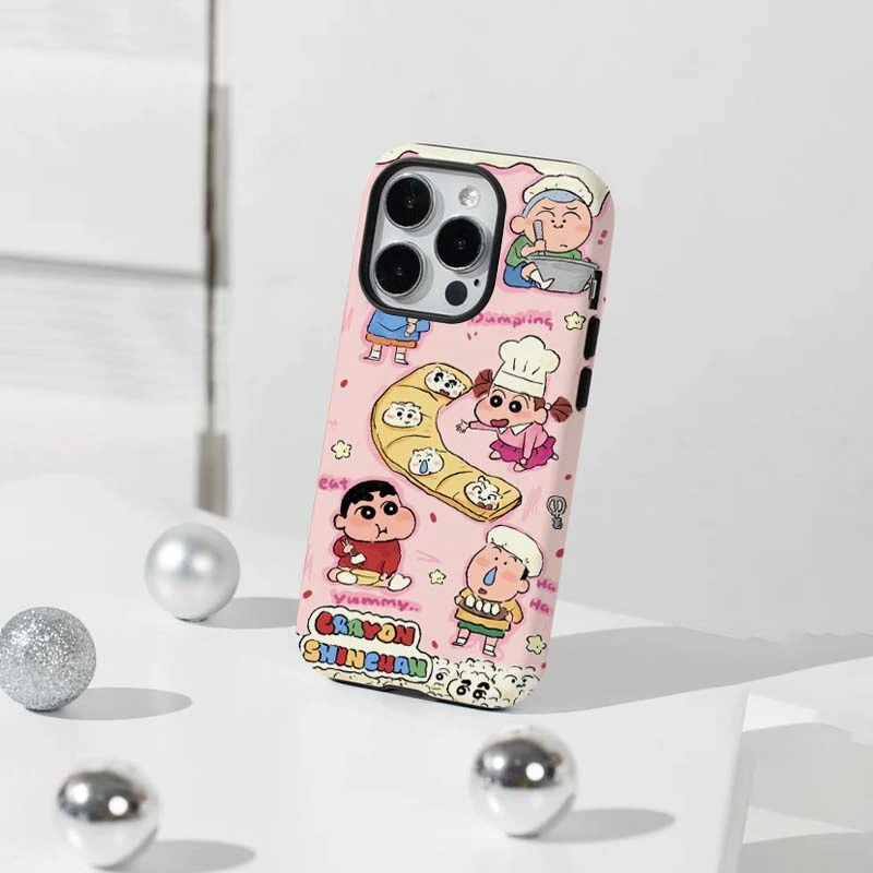 卡通蜡笔小新圆边二合一磨砂iPhone16proma手机壳适用苹果15p女款