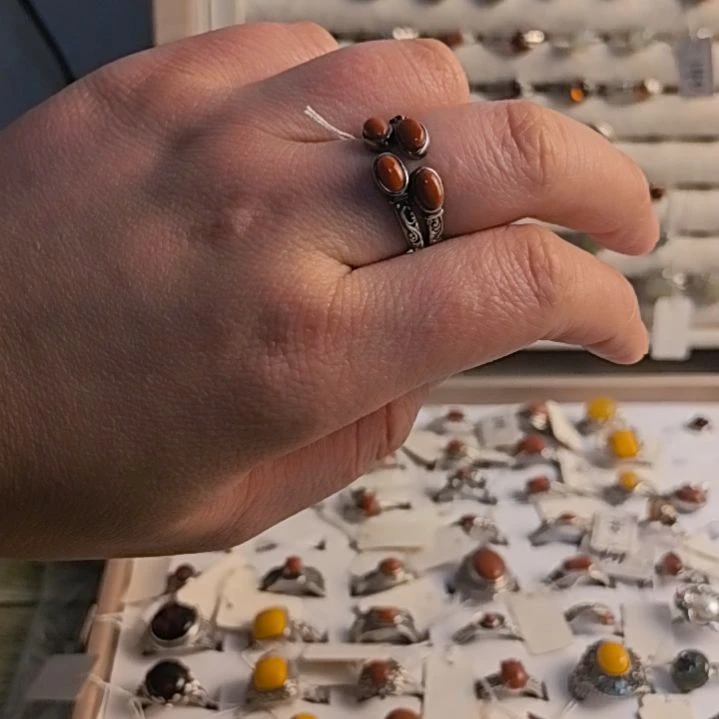 和田玉（糖玉）银S925镶嵌戒指