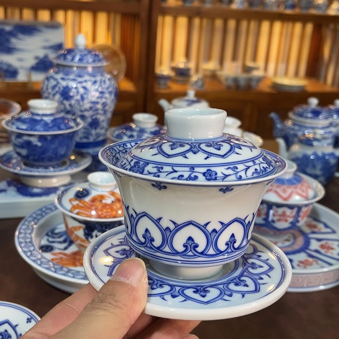 錡镇堂手工手绘盖碗