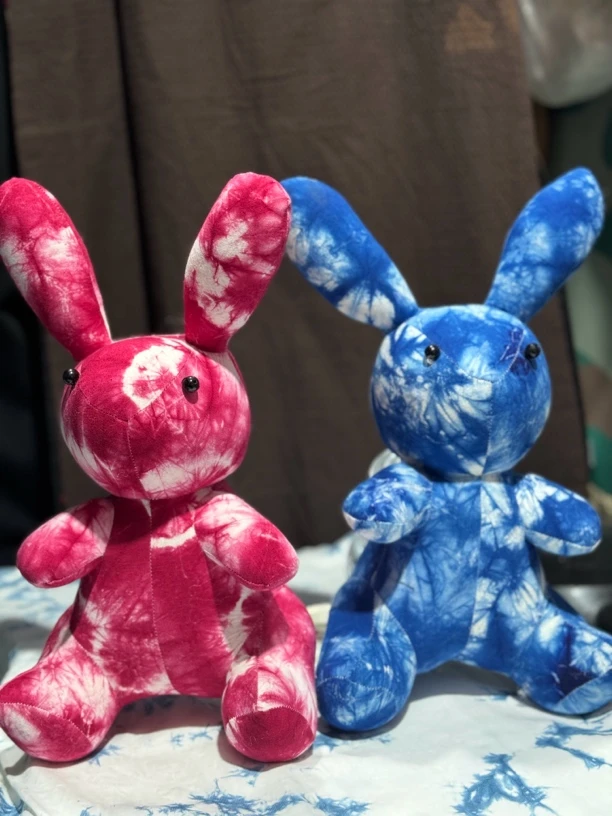 搞笑奶奶扎染大白兔（蓝色）（粉色）