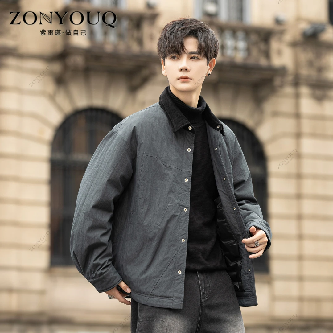 羽绒服男冬季短款翻领百搭保暖防风时尚都市潮流百搭宽松休闲外套