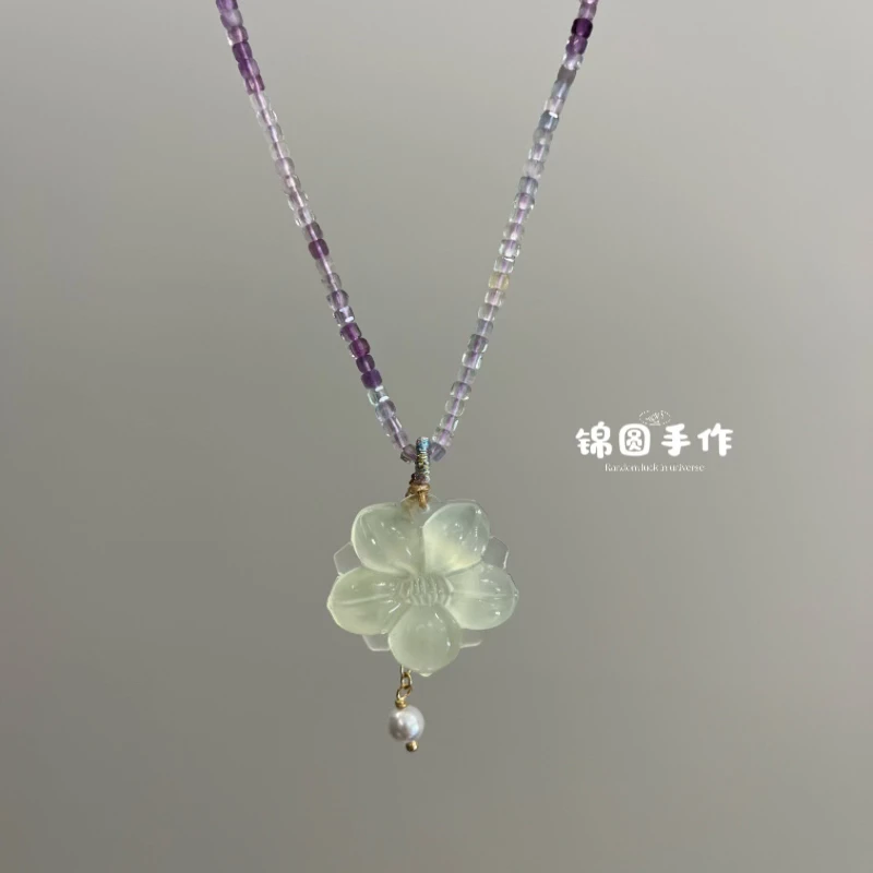 ［有米花］纯天然岫玉老师傅纯手工雕刻百合花吊坠(多样性发一)