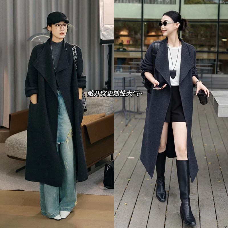 美洋MEIYANG 玛雅毛呢大衣 羊绒羊毛混纺|立领腰带双面呢外套