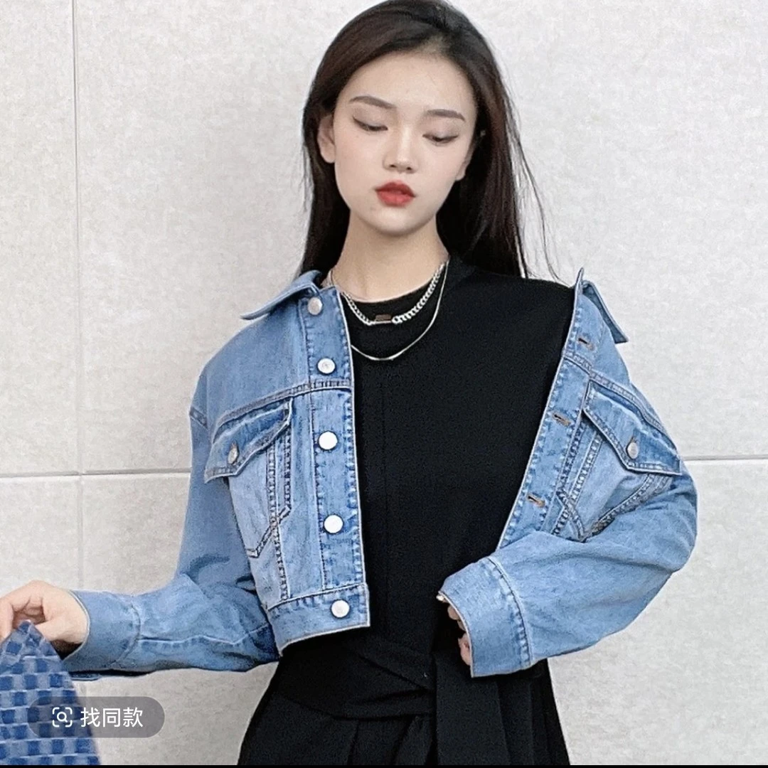 GIRDEAR/哥弟水洗蓝丹宁复古牛仔短外套1400476上衣女