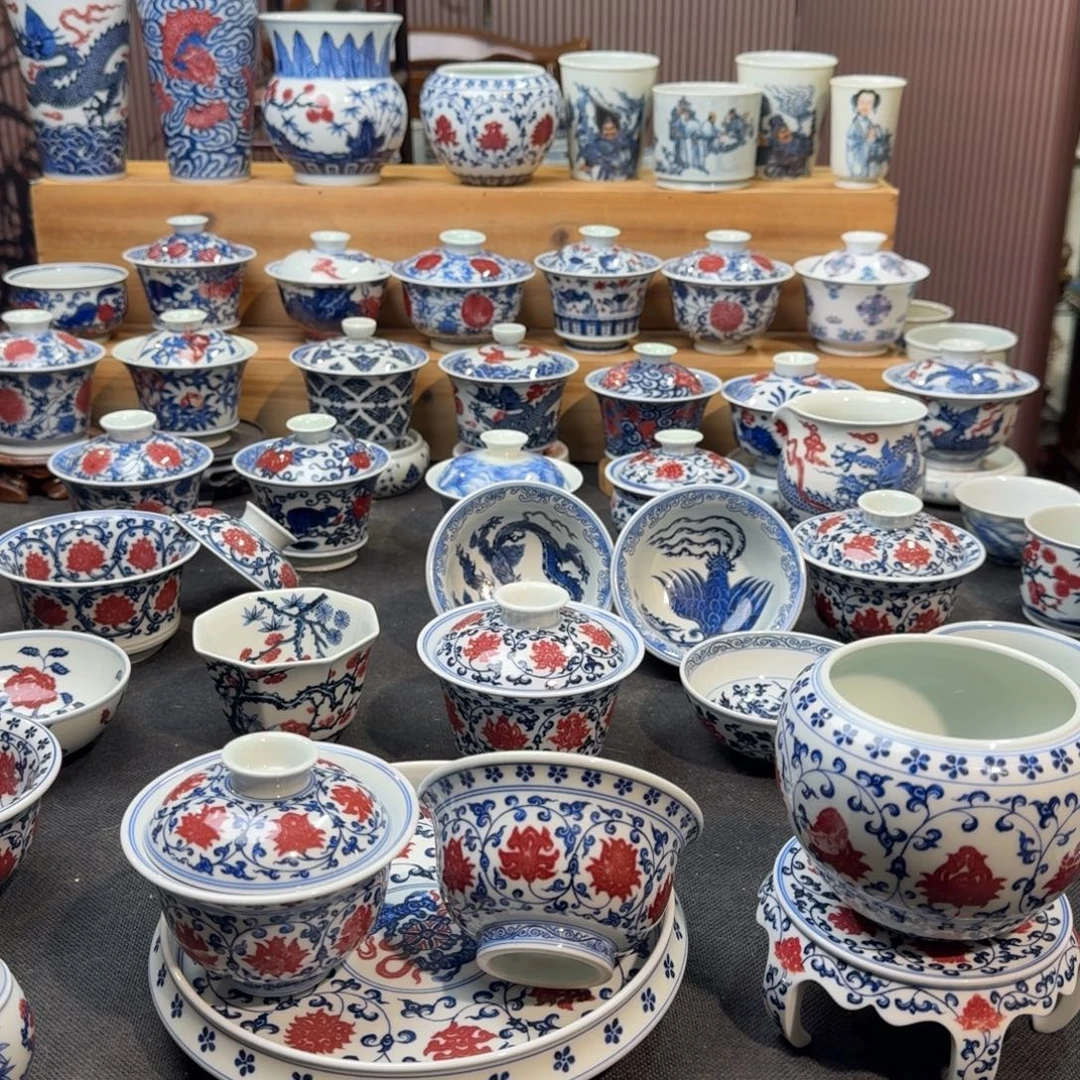 发***发缠枝莲手绘原矿手绘