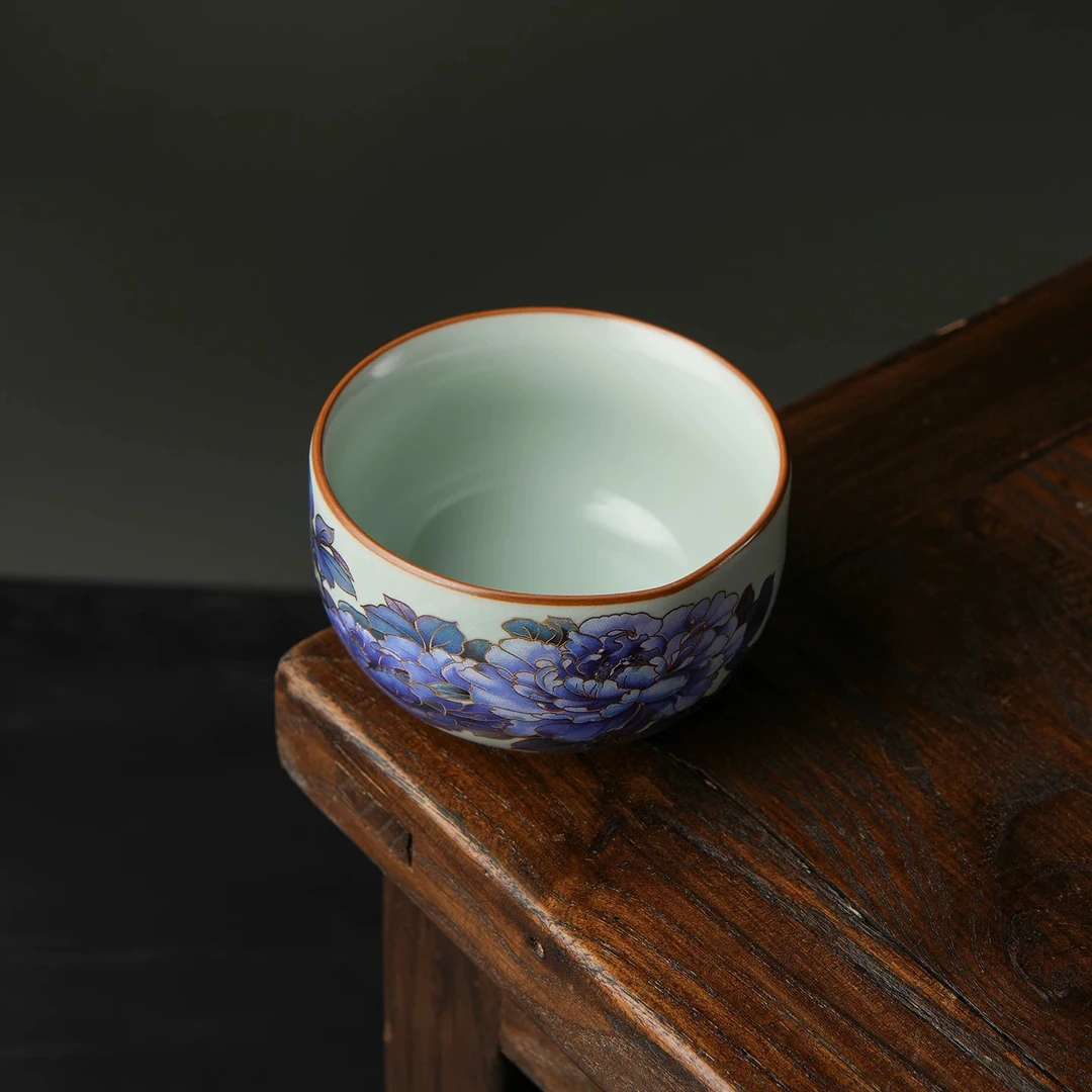 掐丝牡丹主人杯陶瓷TJ259