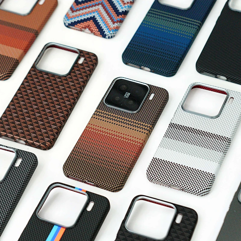 日落月升碳纹壳适用于小米15超薄磨砂凯夫拉纹理14全包磁吸浮雕15