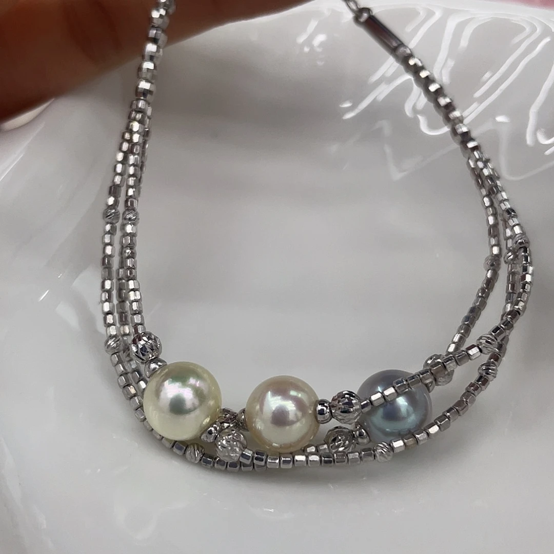 手绳海水珍珠银S925镶嵌