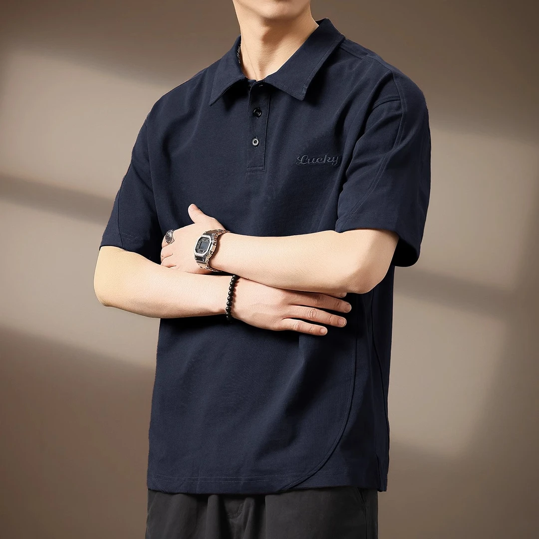 潮龛高端重磅刺绣短袖Polo衫男夏季新款纯棉美式潮牌休闲百搭上衣
