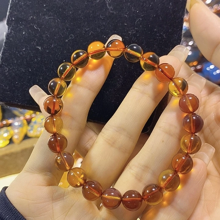 蓝珀未镶嵌珠宝奇石墨西哥红蓝手串8