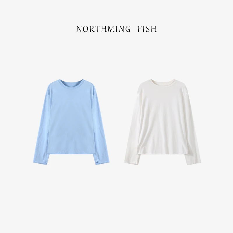 NorthMing fish「冰素」简约不简单 小设计百搭休闲好搭配长袖T恤