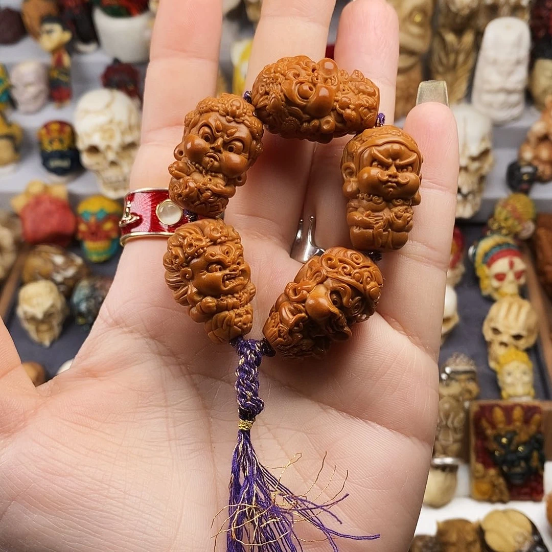 橄榄核吊坠启航五色财神橄榄核橄榄核