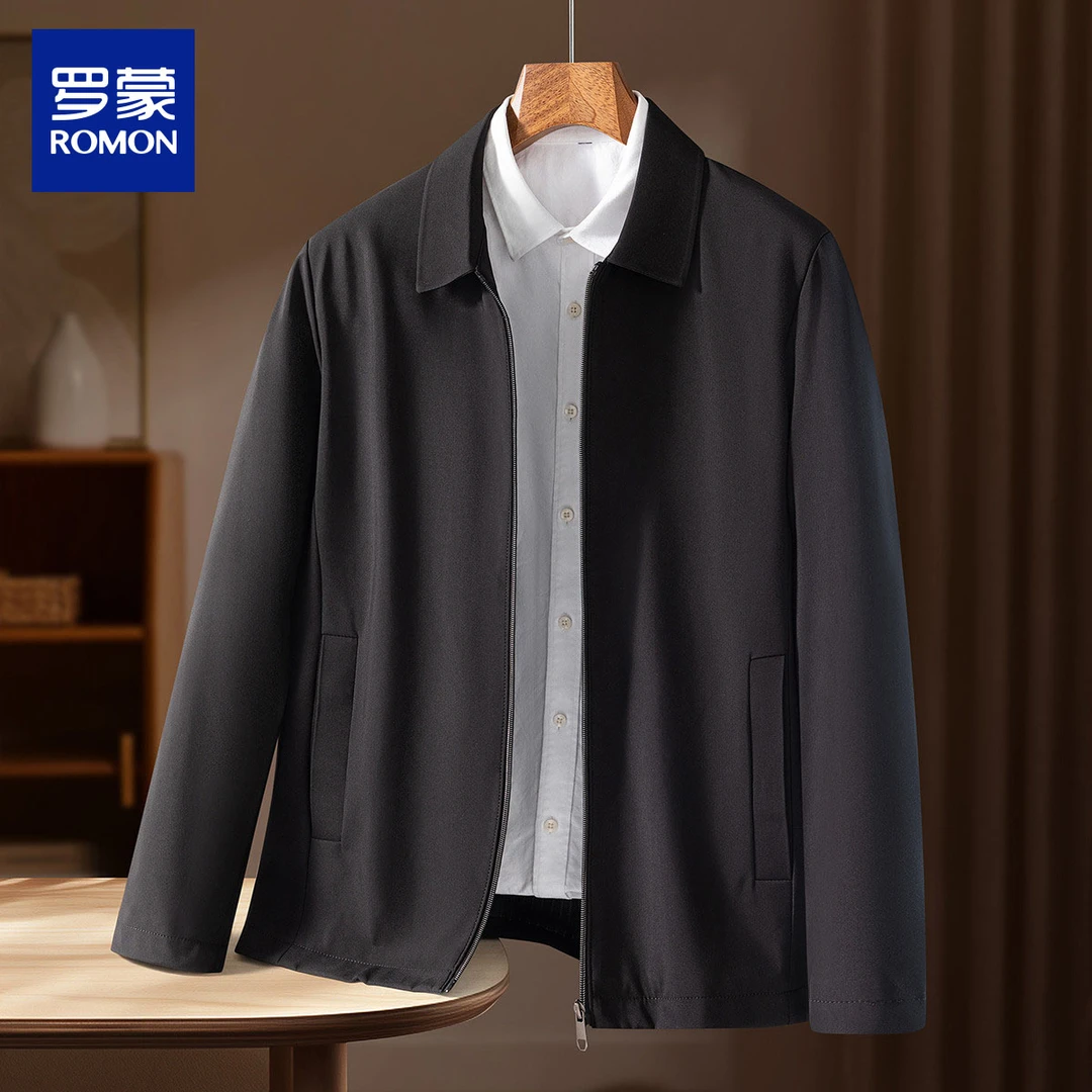 商务休闲时尚百搭外套男舒适男士外套简约翻领夹克男1Y65L2501ZB
