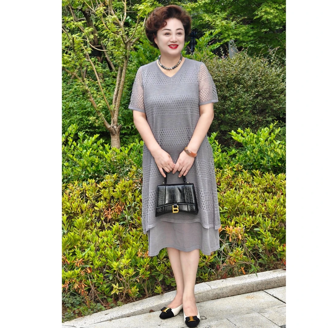 假两件针织连衣裙收腰显瘦设计师优雅时尚轻奢气质夏季