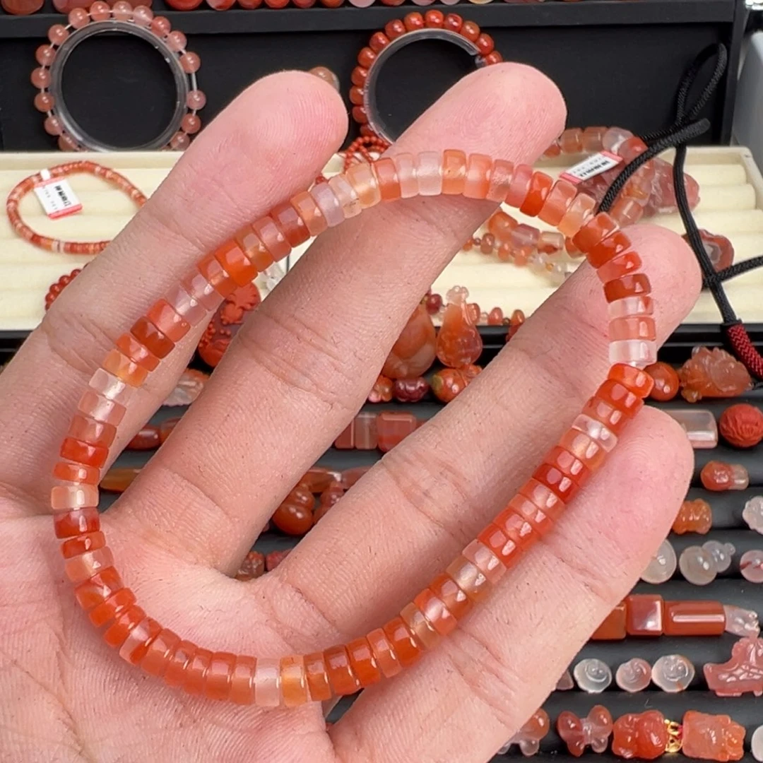 南红玛瑙未镶嵌颈饰药片单圈5mm+