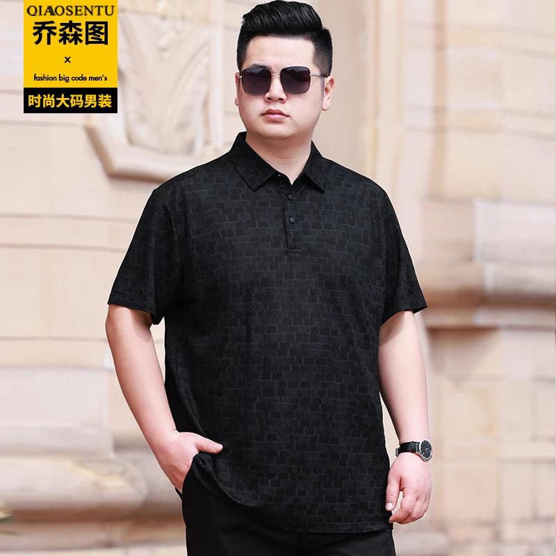 夏季新款胖子短袖翻领POLO衫加肥加大码宽松休闲半袖透气体恤上衣