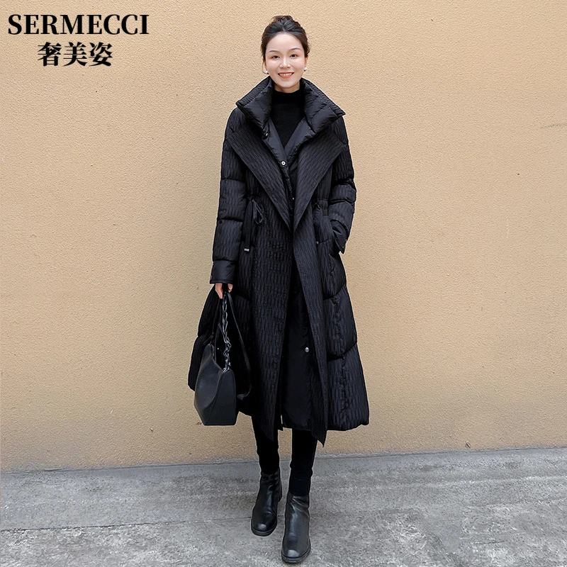 黑色中长款羽绒服2025冬季新款韩版小个子轻奢风加厚防风外套女