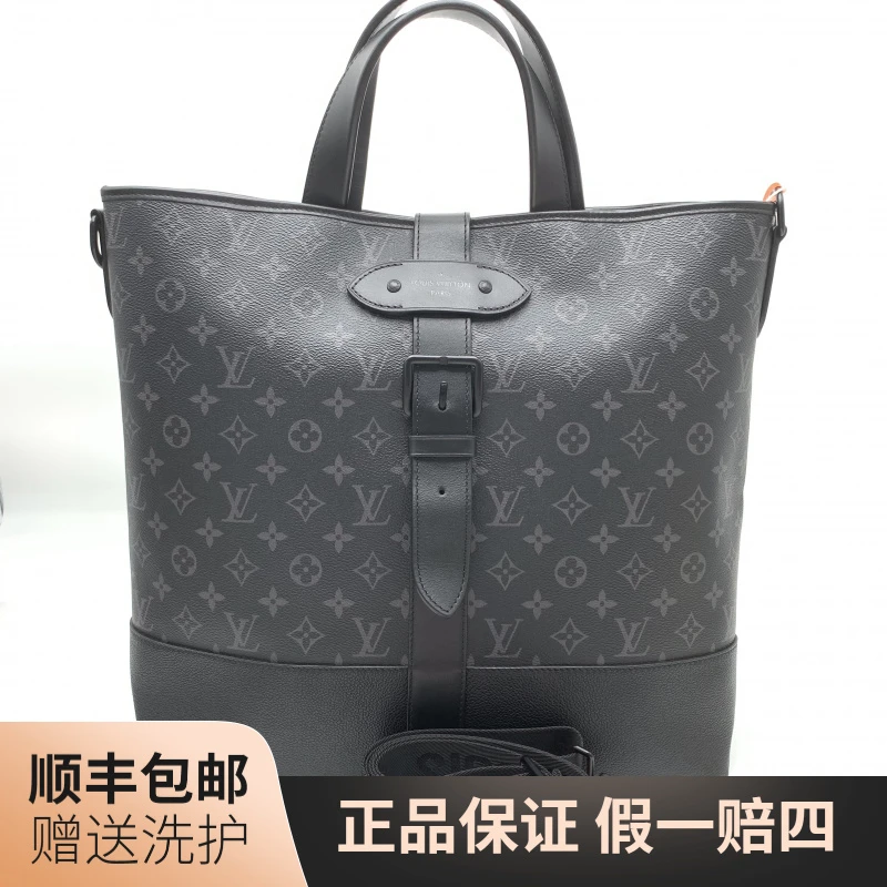 95新 LouisVuitton/路易威登 LV黑老花手提包/J12068肩包经典男士