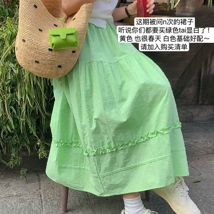 宽松甜美半身裙女2025新款韩系百搭显瘦度假风裙子中长款休闲长裙