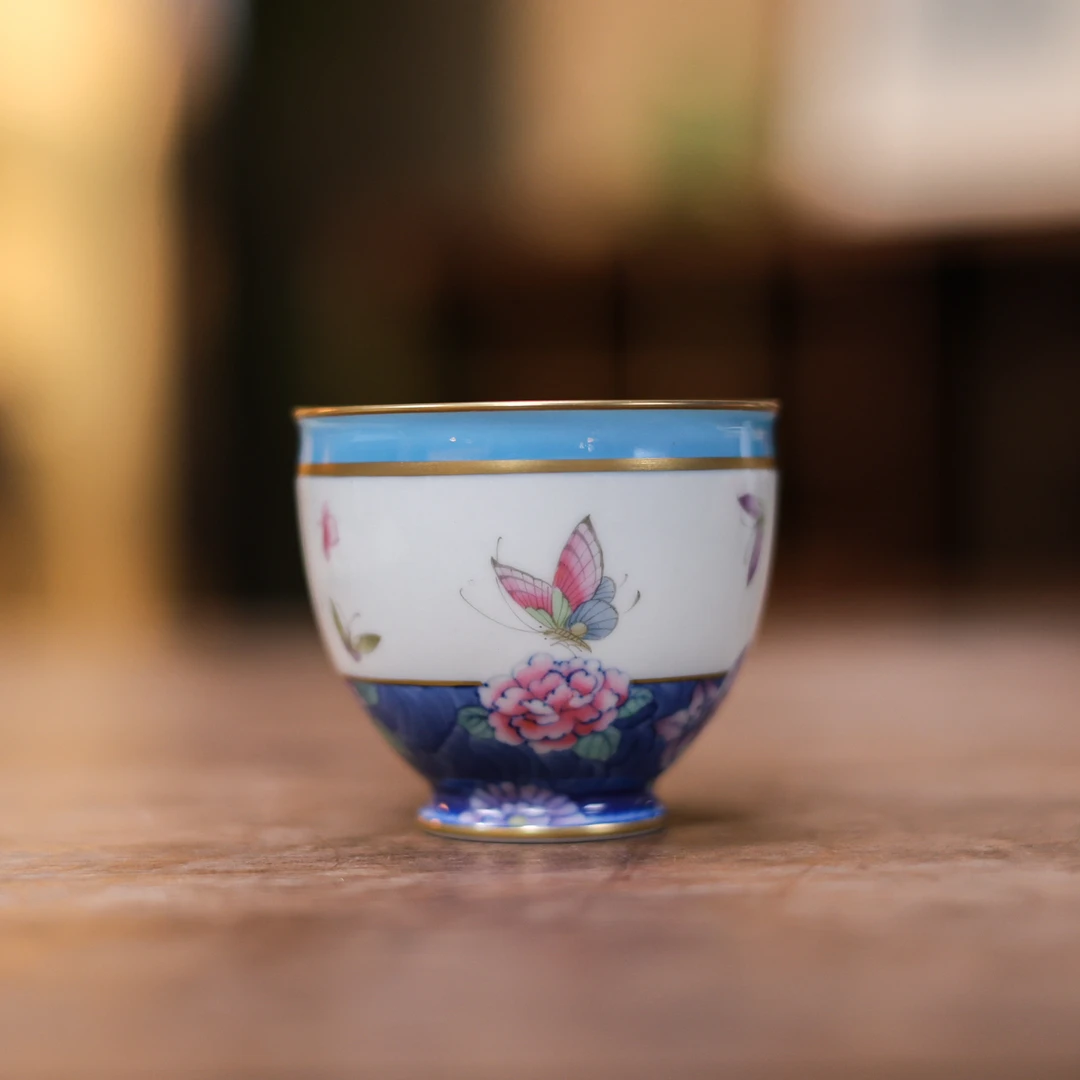 【悦生活】海空蓝蓝地-华隐堂-万花海空蓝仰锺杯-70ml（华隐S1245）