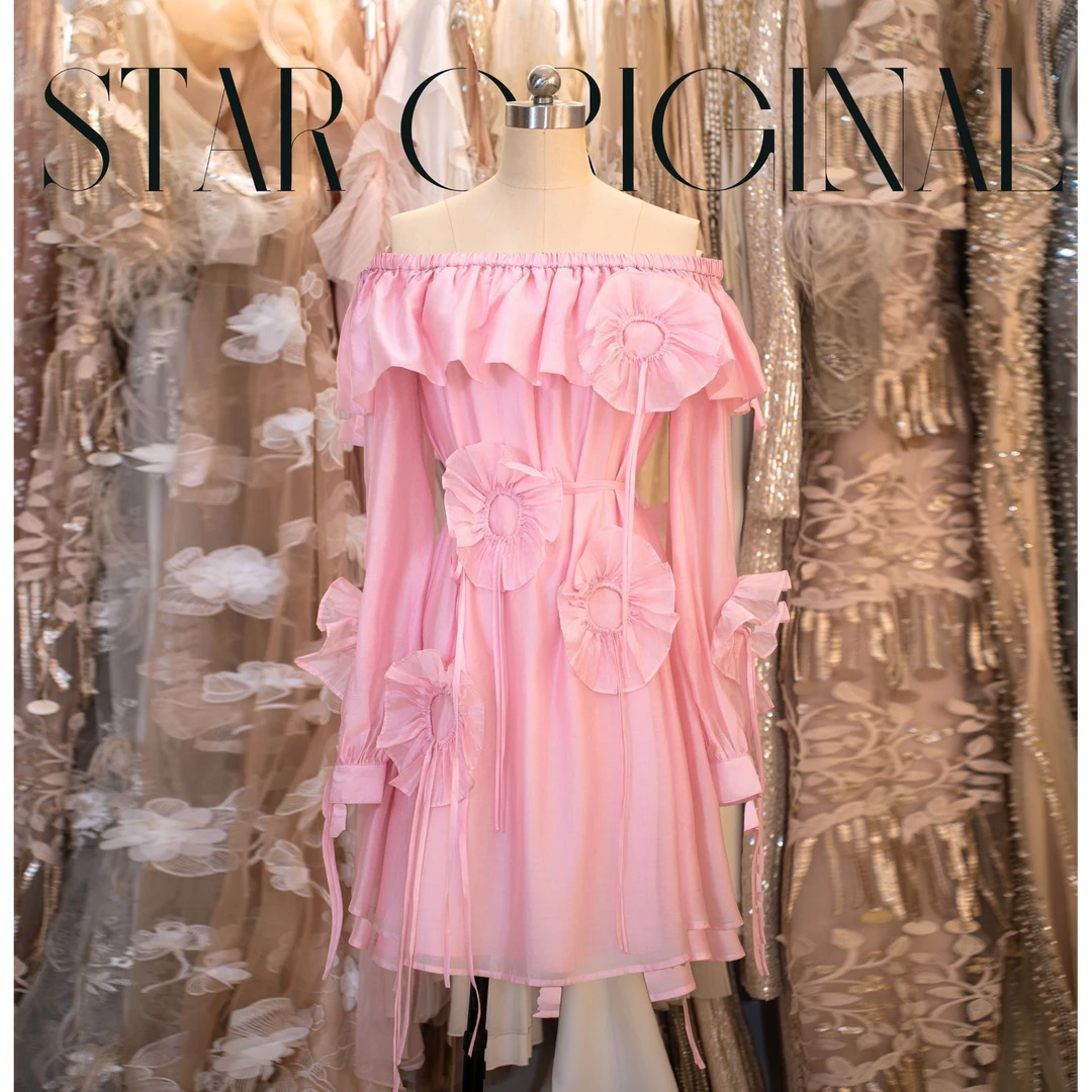 【星姐推荐】星原创高级定制【云裳羽衣】设计师夏季轻奢名媛连衣裙