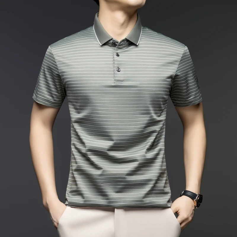 2025夏季新款男半袖短袖宽松型商务高尔夫Polo衫薄款夏季潮流中国