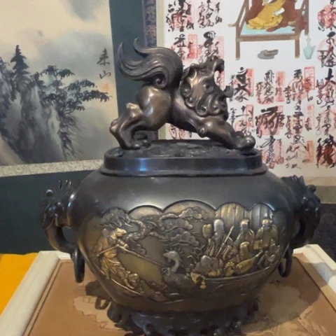 蜜安罐瓷香炉锡茶则