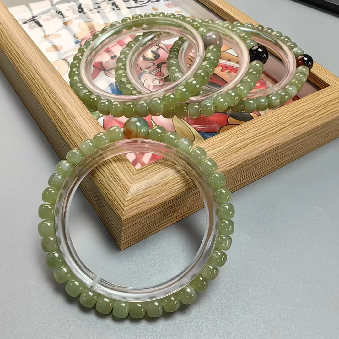 【A78】【和田玉青海料清水绿】6mm玉石手串