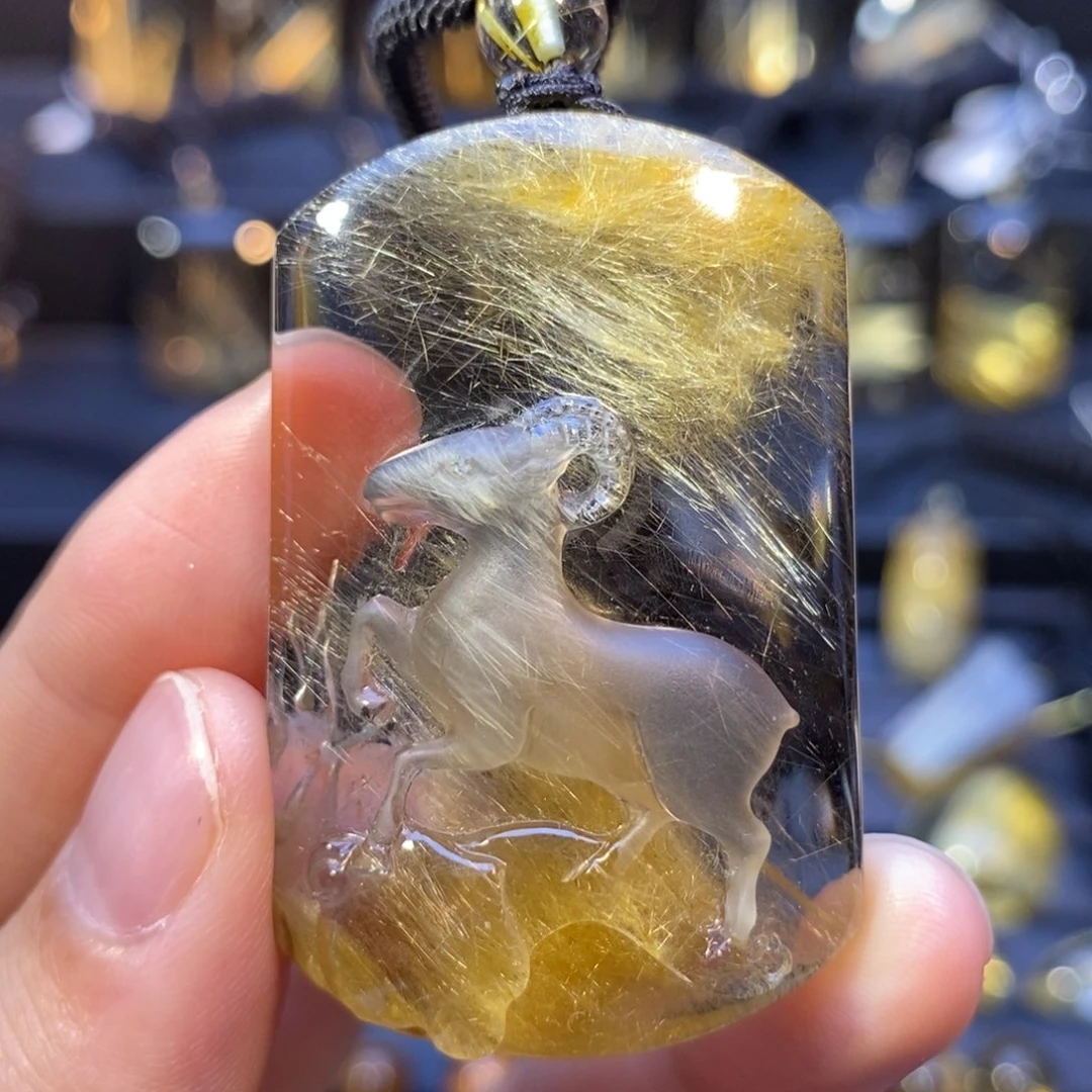 颈饰未镶嵌水晶发晶生肖羊吊坠