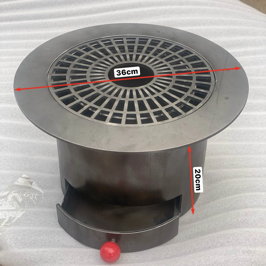 围炉煮茶大板桌面专用抽屉式双胆钢铁炭用烧烤火炉庭院烧烤多用