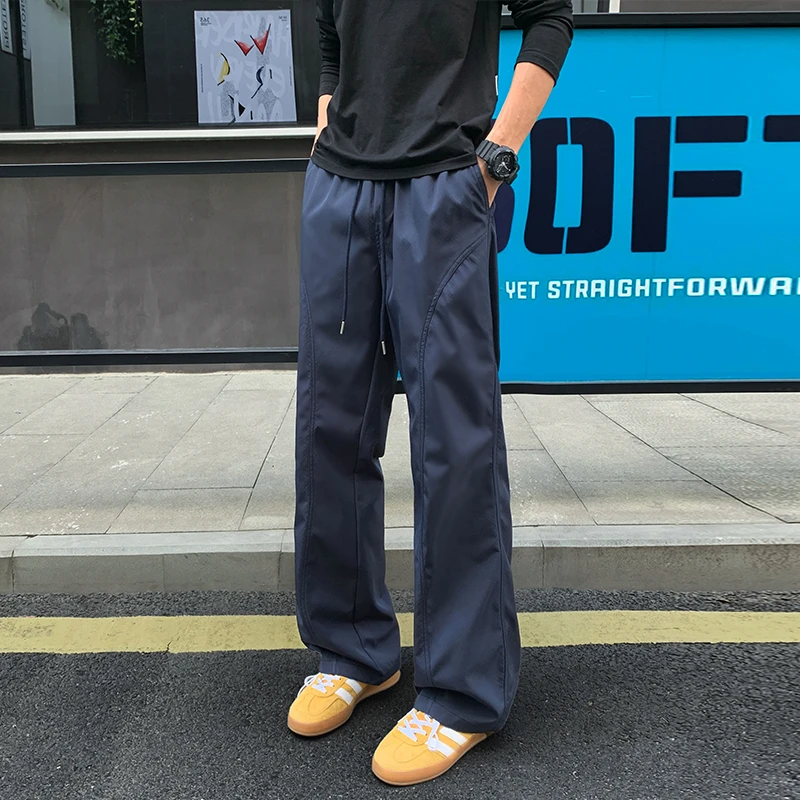 冲锋裤男女春秋季户外防水美式潮流斜切休闲裤子工装直筒宽松长裤