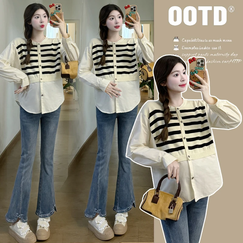 孕妇装春季时尚百搭设计感娃娃衫小清新宽松显瘦甜美孕期衬衫上衣