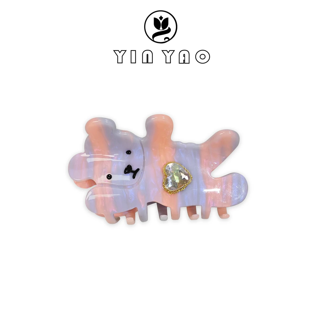 【YINYAO】原单4.0板材醋酸悲伤小熊抓夹1999炫彩时尚可爱透明彩色