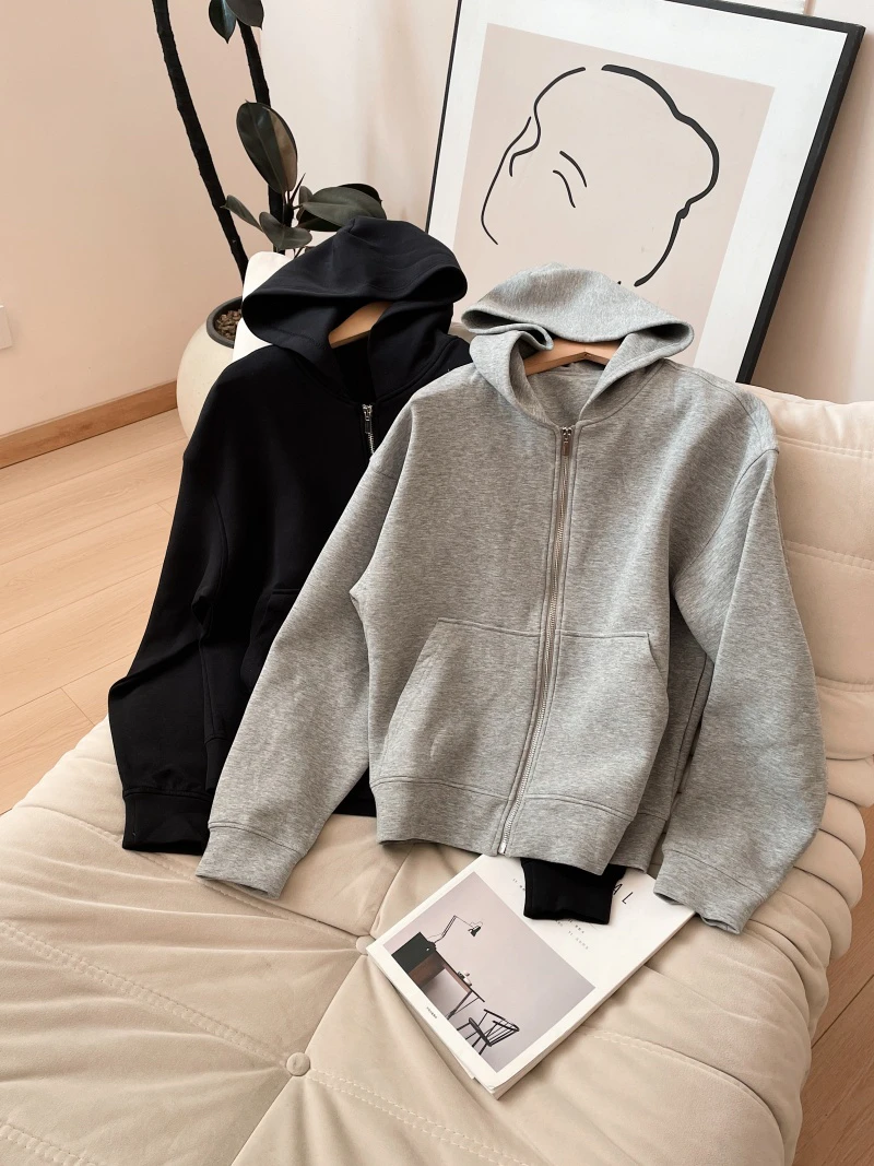 【王小姐】舒适 日常百搭 拉链连帽卫衣外套 女