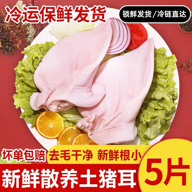 【拍3发5斤】新鲜散养土猪猪耳朵锁鲜发货冷链包邮带耳根微残耳